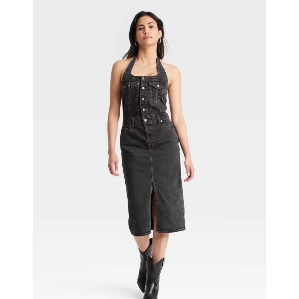 Universal Thread Women's Midi Halter Denim Dress 4